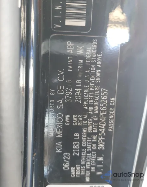 2023 Kia Forte Gt Line z USA, uszkodzony, nr VIN 3KPF54AD4PE652657
